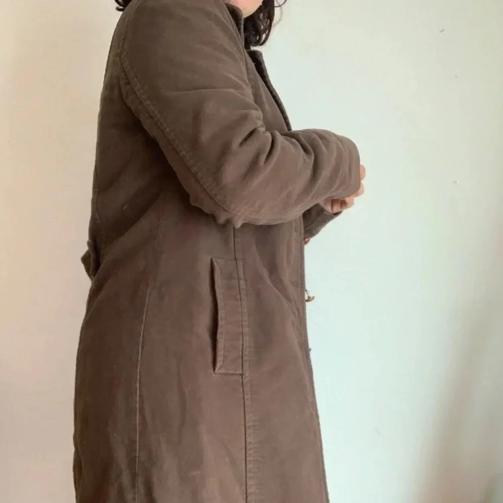 GAP Brown Brushed Poly Lined Coat M Knee Length Classic Fall Winter Jacket